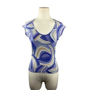 Bebe Women’s M Multicolor Swirl Print Cap Sleeve Top